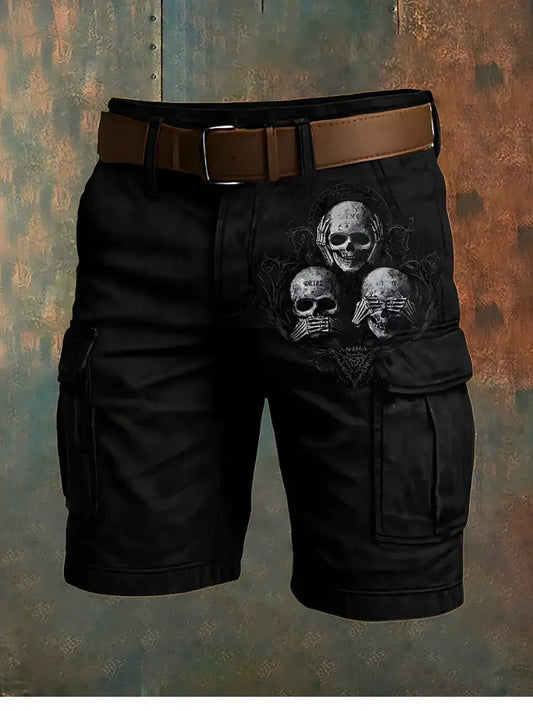 Men’s Retro Punk Art Print Casual Shorts A / S
