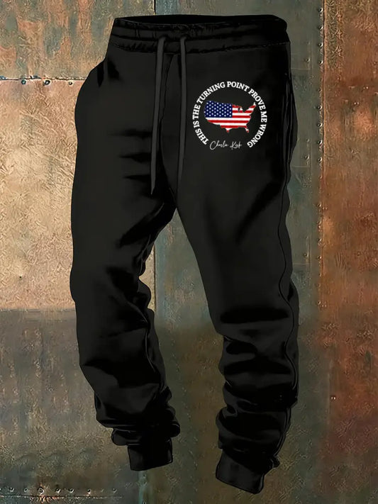 Men’s Retro Turning Point Art Print Casual Commemorative Trousers A / S