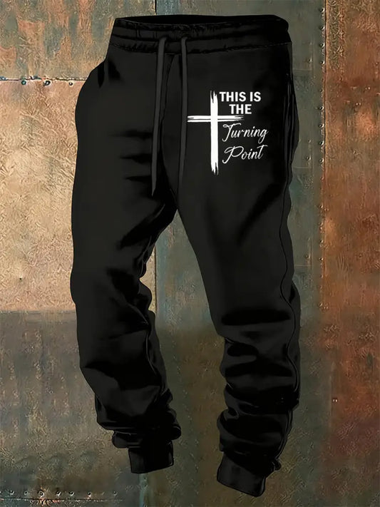 Men’s Retro Turning Point Art Print Casual Commemorative Trousers A / S