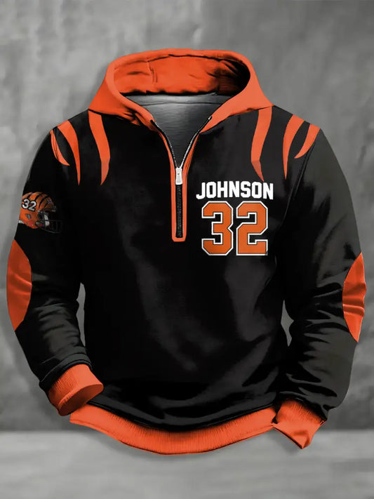 Men’s Rudi Johnson Tribute Memorial Football Print Hoodie As picture / S