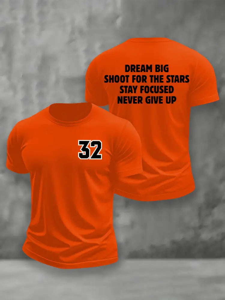 Men’s Rudi Johnson Tribute Memorial Football Print short sleeves t-shirt Orange / S