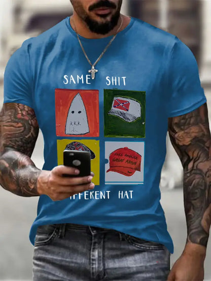 Men’s Same Shit Different Hat Printed Casual T-shirt Blue / S
