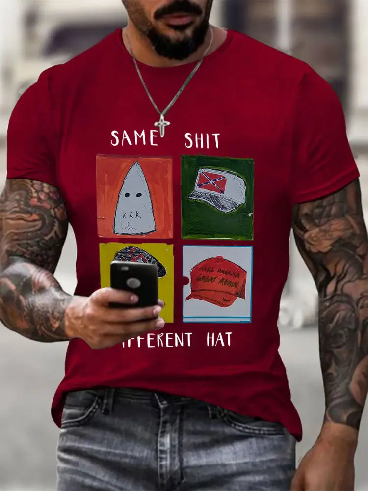 Men’s Same Shit Different Hat Printed Casual T-shirt Deep Red / S