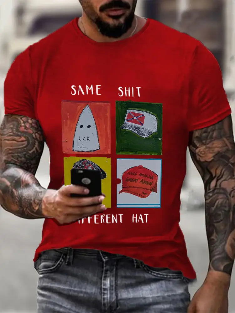 Men’s Same Shit Different Hat Printed Casual T-shirt Pure Red / S
