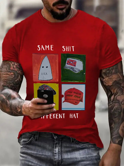 Men’s Same Shit Different Hat Printed Casual T-shirt Pure Red / S
