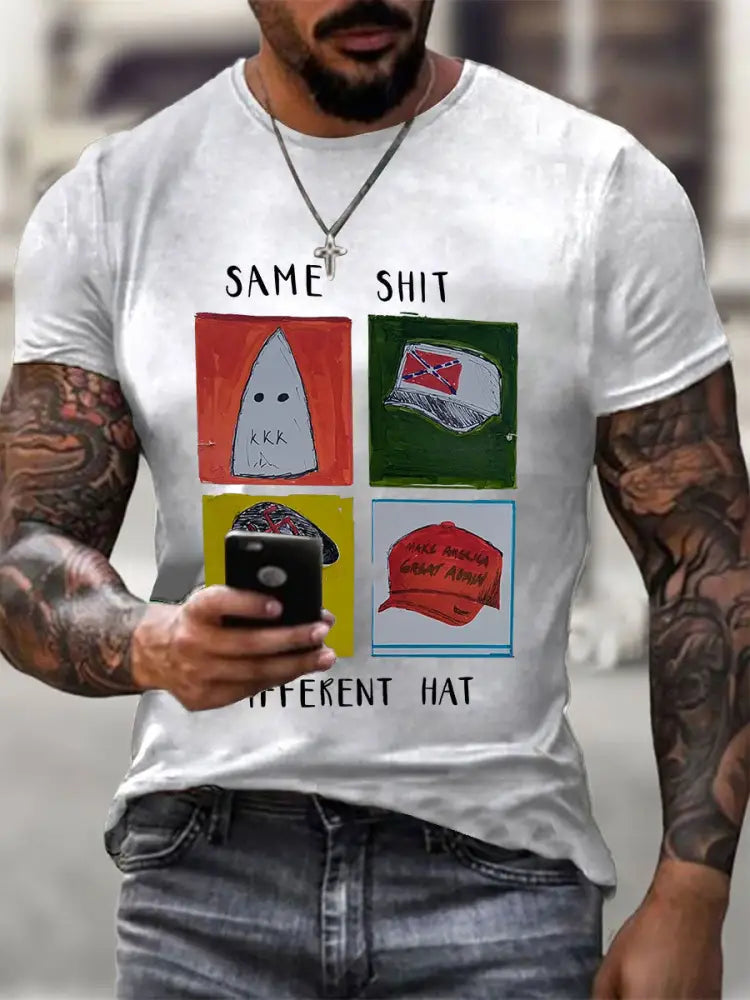 Men’s Same Shit Different Hat Printed Casual T-shirt White / S