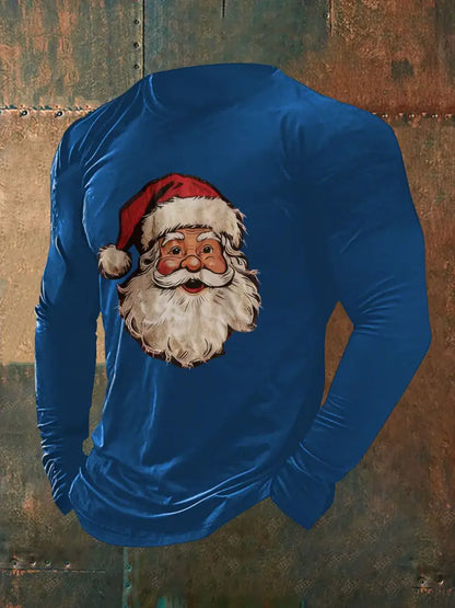 Men’s Santa Claus Print Casual T-shirt Blue / S