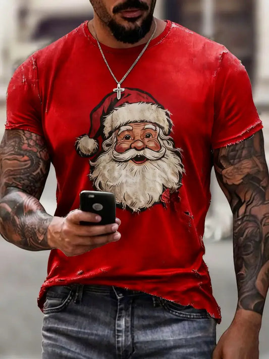 Men’s Santa Claus Print Casual T-shirt Red / S