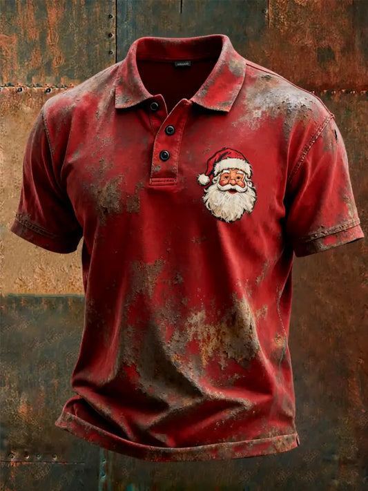 Men’s Santa Claus printed casual top Red / S