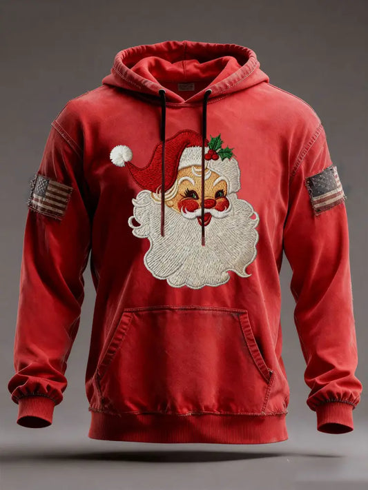 Men’s Santa Oversized Drop-Shoulder Hoodie With Pockets Red / S
