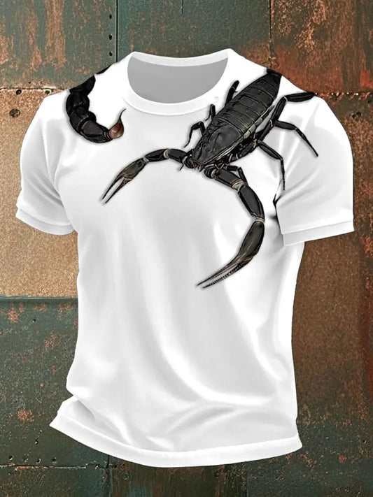 Men’s scorpion print casual t-shirts White / S