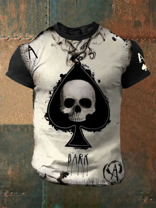 Men’s skeleton has an Ace of Spades T-shirts As picture / S