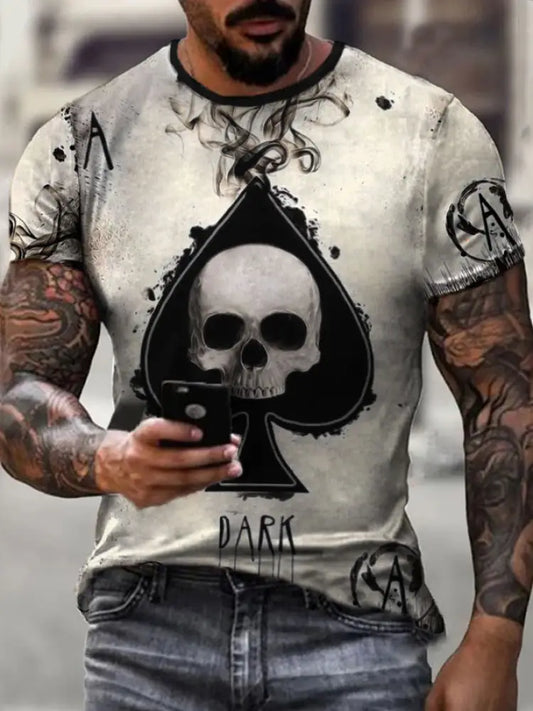 Men’s Skull Poker Spade A Print T-shirts As picture / S