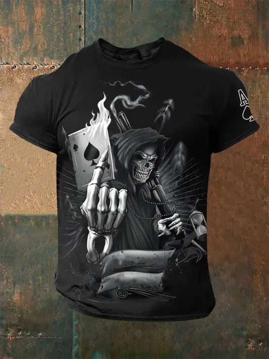 Men’s Skull Poker Spade A T-shirts Black / S