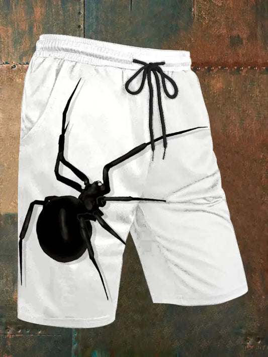 Men’s spider print shorts White / S