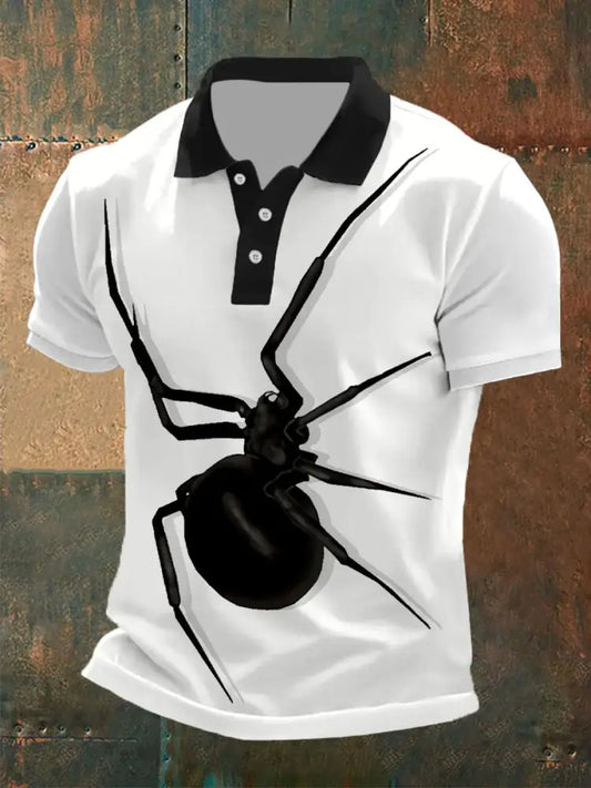 Men’s spider print tops Black And White / S