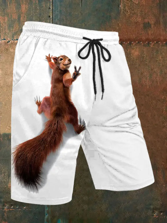 Men’s squirrel print shorts White / S
