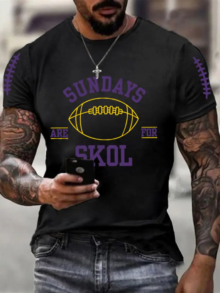 Men’s Sundays Are For Skol Football Fans Lovers Gameday Casual Tee Black / S