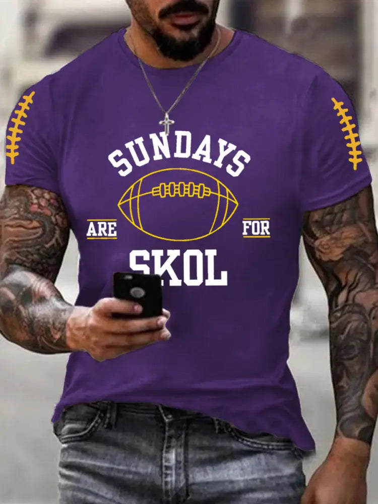Men’s Sundays Are For Skol Football Fans Lovers Gameday Casual Tee Purple / S