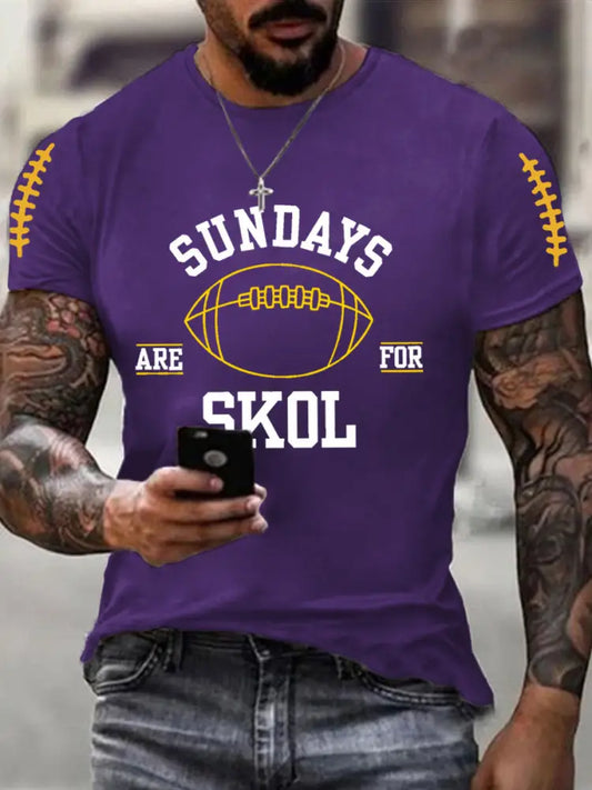 Men’s Sundays Are For Skol Football Fans Lovers Gameday Casual Tee Purple / S