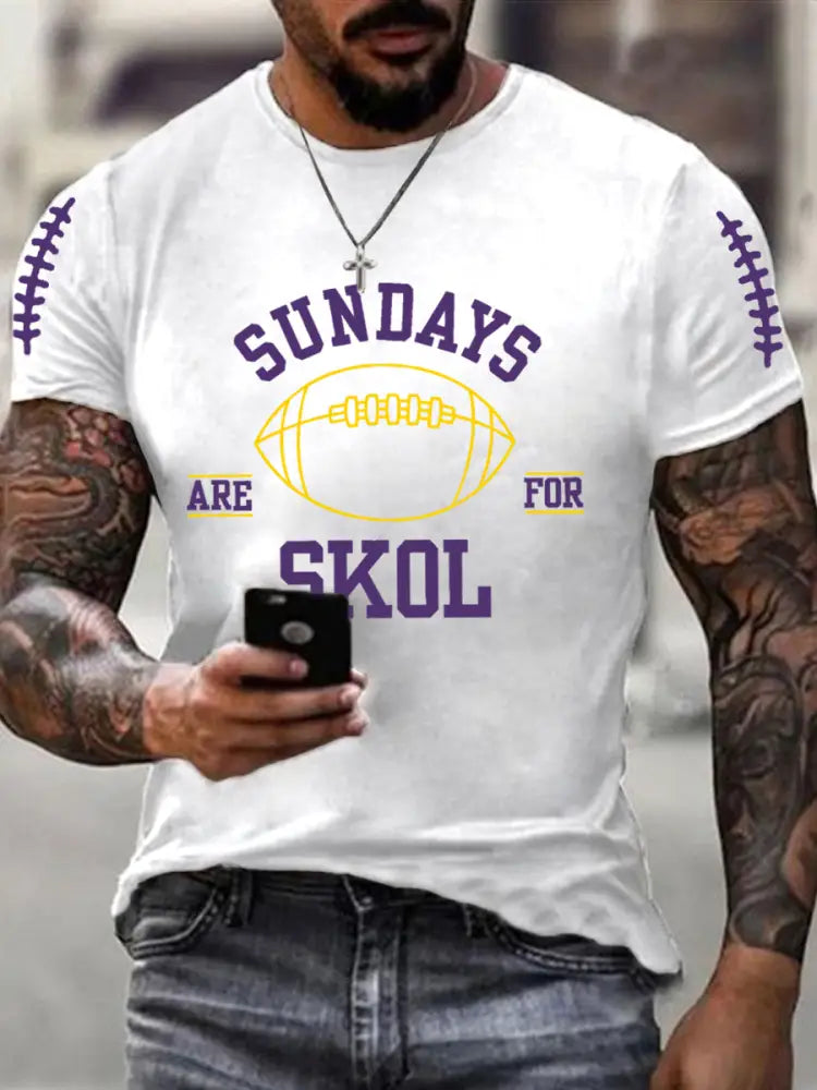 Men’s Sundays Are For Skol Football Fans Lovers Gameday Casual Tee White / S
