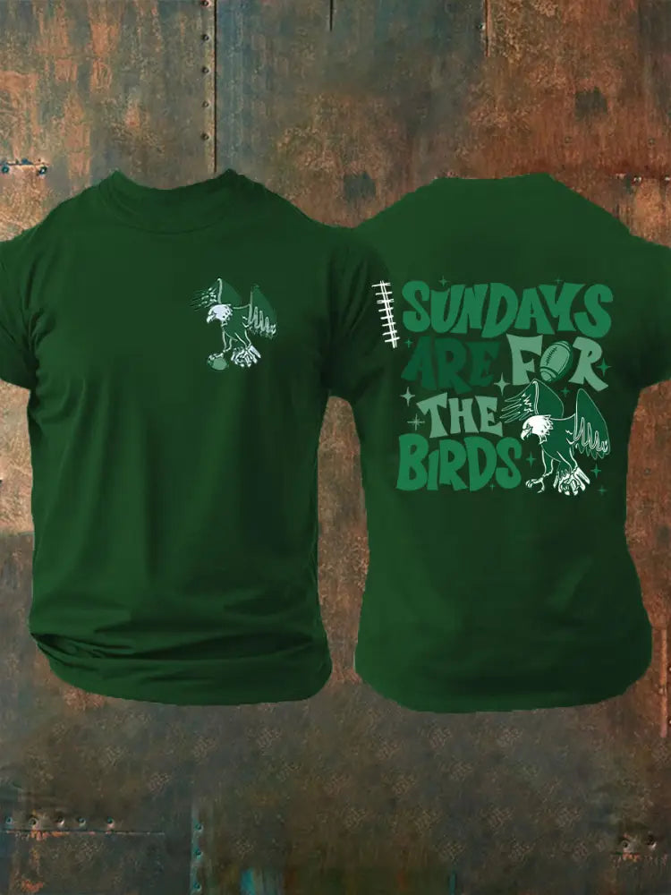 Men’s Sundays Are For The Birds Football Fans Lovers Gameday Casual Short Sleeve Tee Dark Green / S