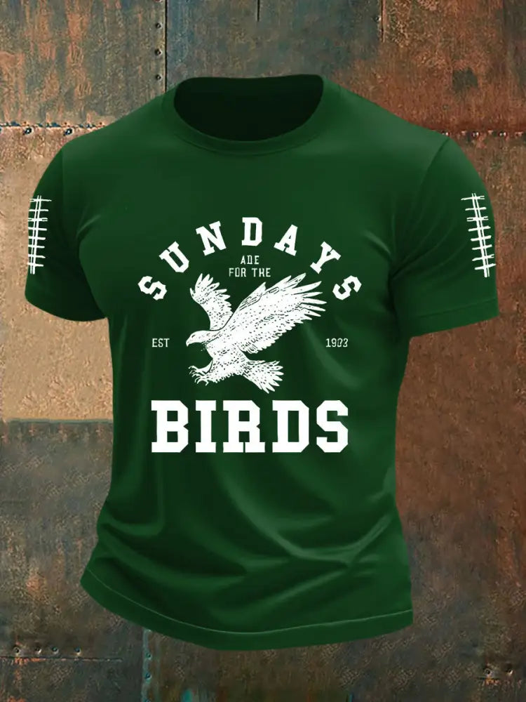 Men’s Sundays Are For The Birds Football Fans Lovers Gameday Casual Short Sleeve Tee Dark Green / S