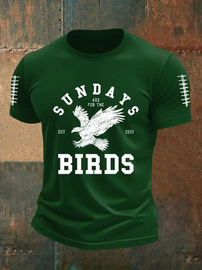 Men’s Sundays Are For The Birds Football Fans Lovers Gameday Casual Short Sleeve Tee Dark Green / S