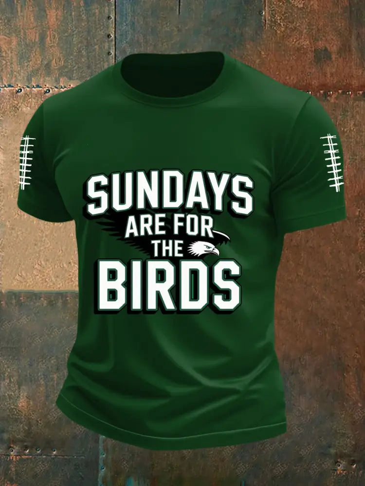 Men’s Sundays Are For The Birds Football Fans Lovers Gameday Casual Short Sleeve Tee Dark Green / S