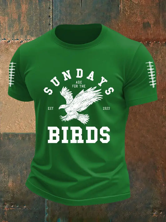 Men’s Sundays Are For The Birds Football Fans Lovers Gameday Casual Short Sleeve Tee Green / S