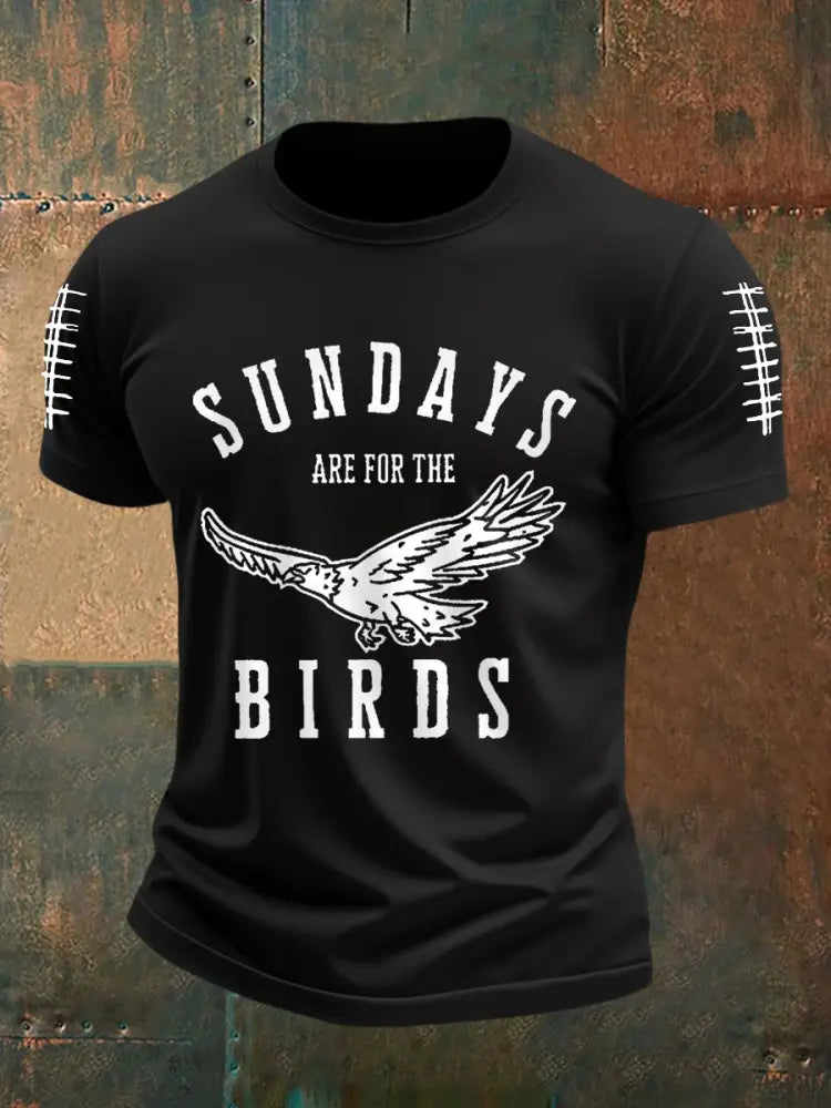 Men’s Sundays Are For The Birds Football Fans Lovers Gameday Casual Tee Black / S