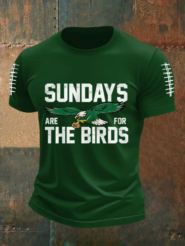 Men’s Sundays Are For The Birds Football Fans Lovers Gameday Casual Tee Dark Green / S