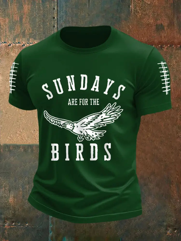 Men’s Sundays Are For The Birds Football Fans Lovers Gameday Casual Tee Dark Green / S