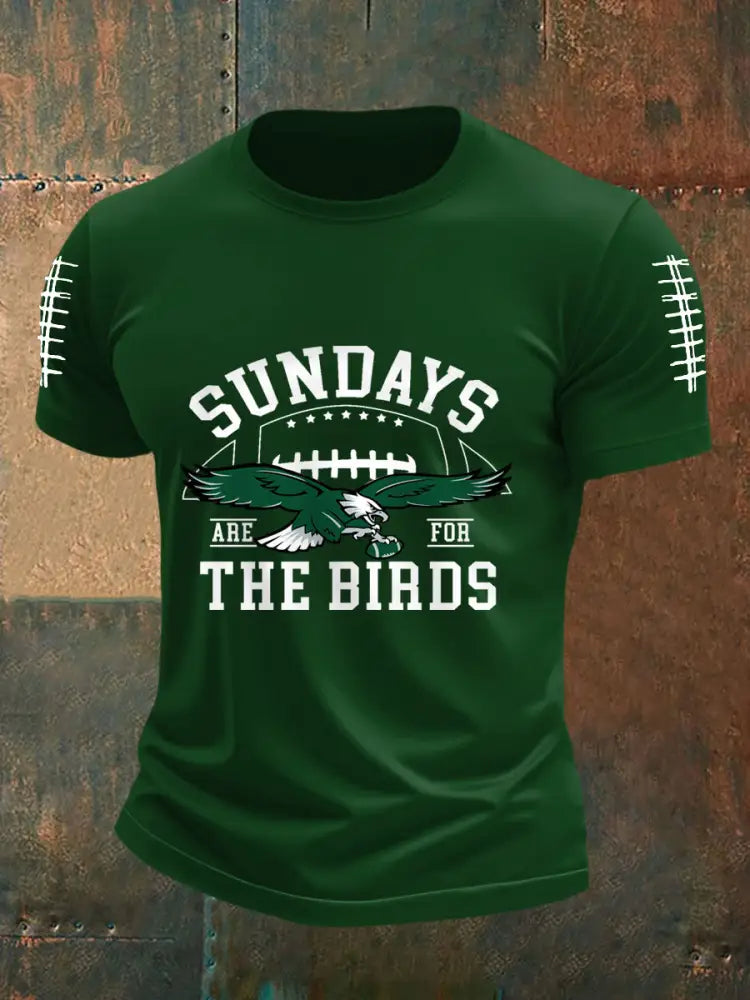 Men’s Sundays Are For The Birds Football Fans Lovers Gameday Casual Tee Dark Green / S