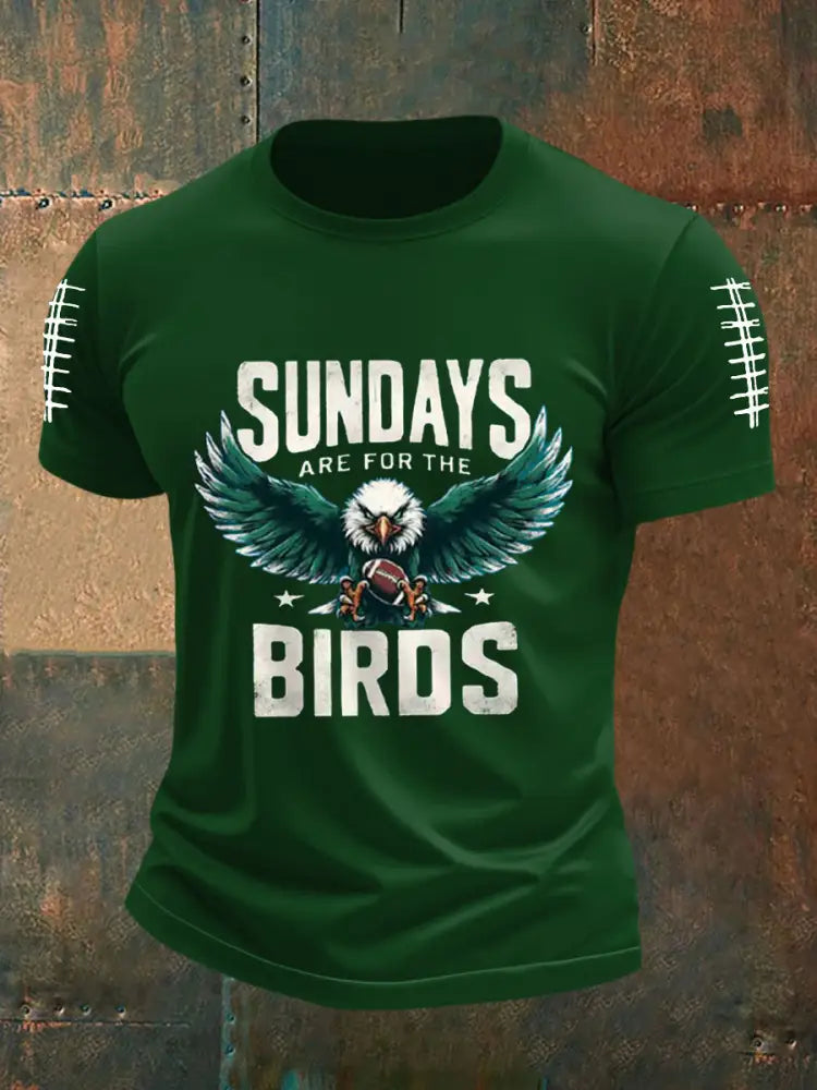 Men’s Sundays Are For The Birds Football Fans Lovers Gameday Casual Tee Dark Green / S