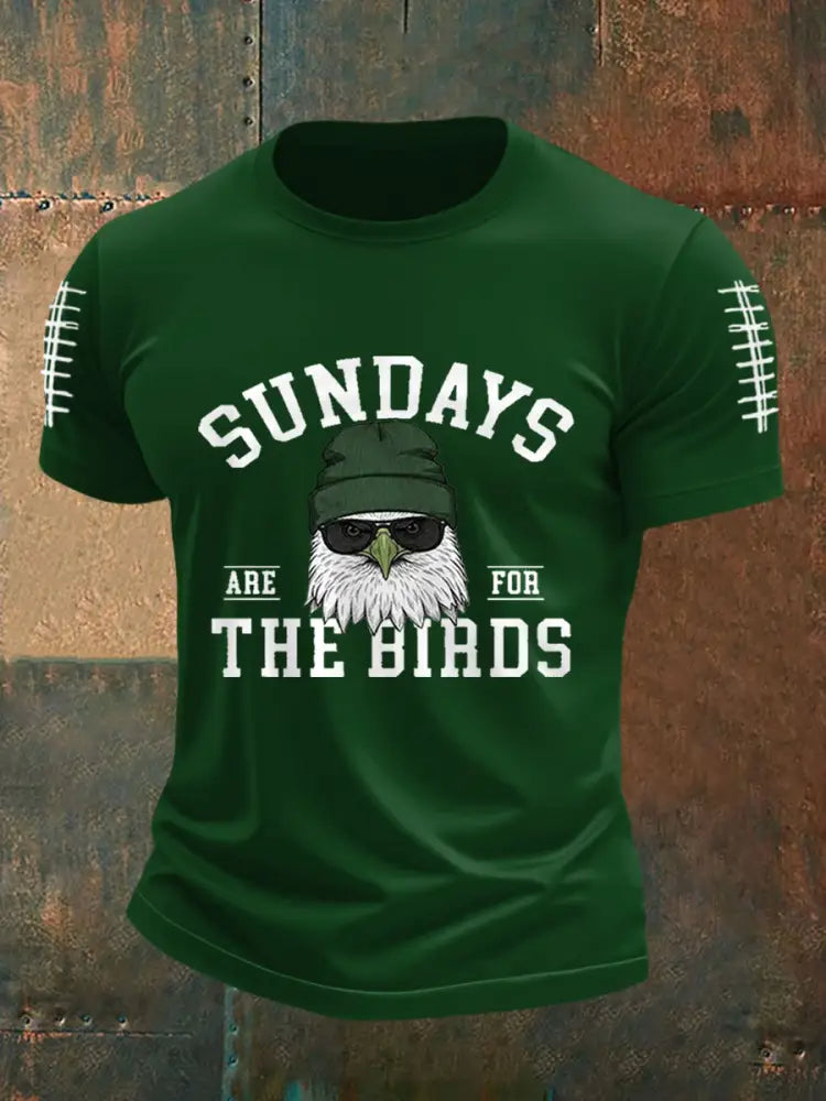 Men’s Sundays Are For The Birds Football Fans Lovers Gameday Casual Tee Dark Green / S