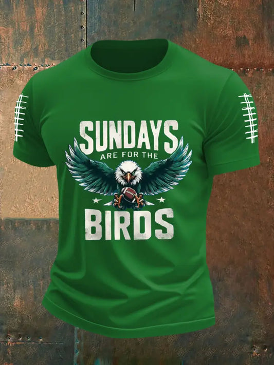 Men’s Sundays Are For The Birds Football Fans Lovers Gameday Casual Tee Green / S