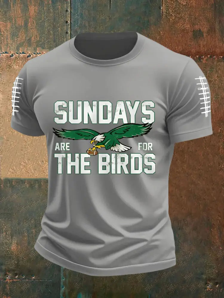 Men’s Sundays Are For The Birds Football Fans Lovers Gameday Casual Tee Light Gray / S