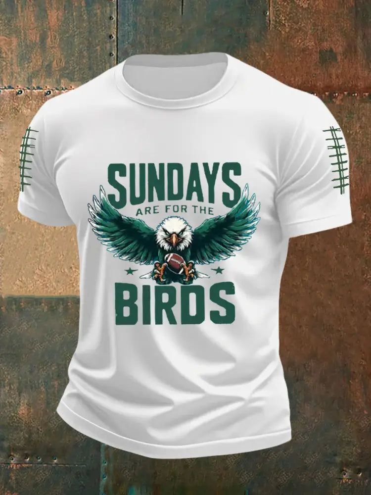 Men’s Sundays Are For The Birds Football Fans Lovers Gameday Casual Tee White / S