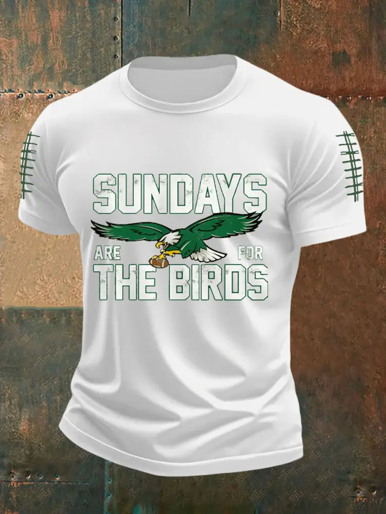 Men’s Sundays Are For The Birds Football Fans Lovers Gameday Casual Tee White / S