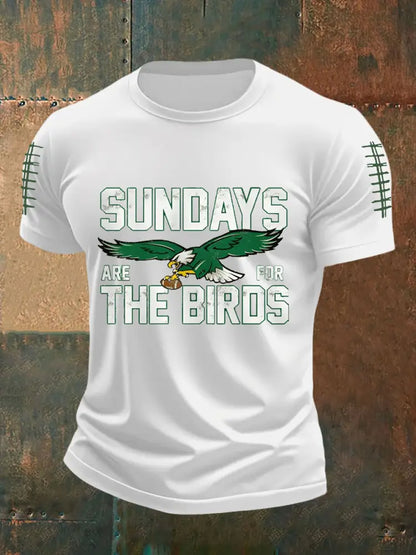 Men’s Sundays Are For The Birds Football Fans Lovers Gameday Casual Tee White / S