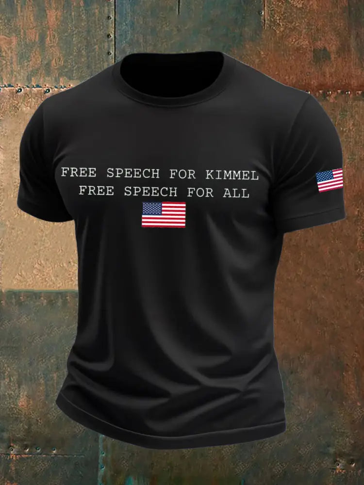 Men’s TeamKimmel Free Speech imitation cotton short-sleeved T-shirt Black / S