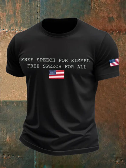 Men’s TeamKimmel Free Speech imitation cotton short-sleeved T-shirt Black / S