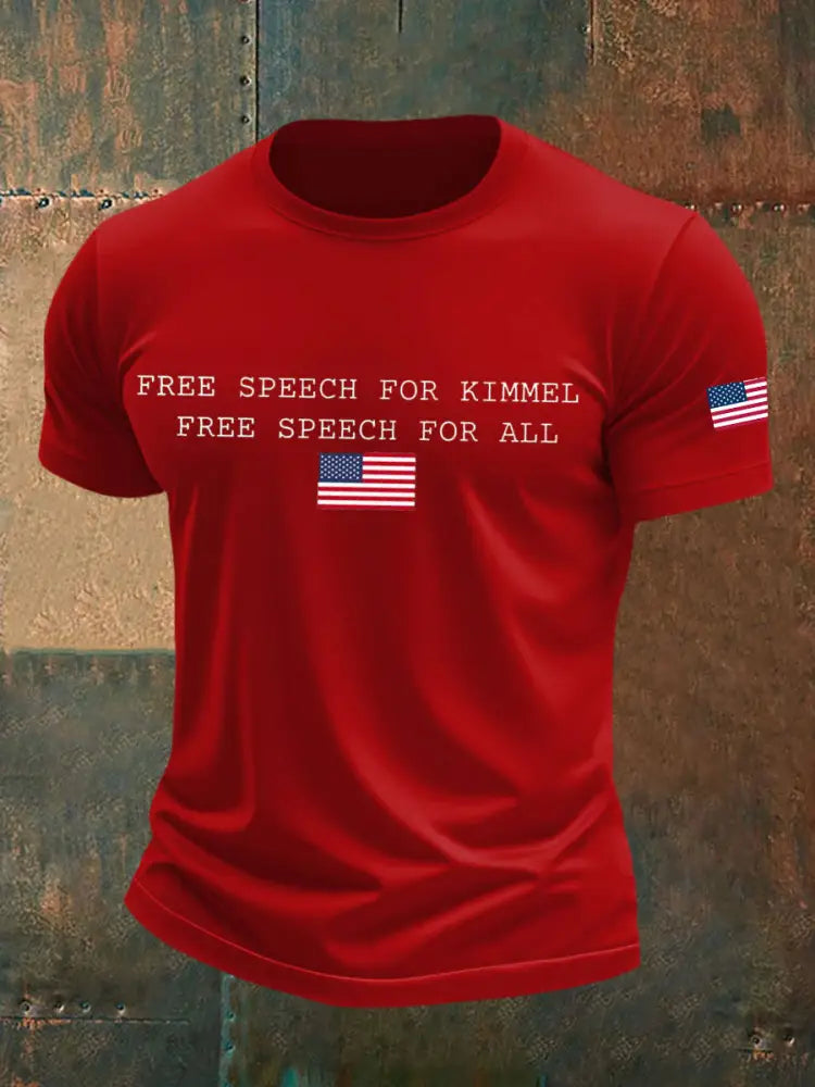 Men’s TeamKimmel Free Speech imitation cotton short-sleeved T-shirt Pure Red / S