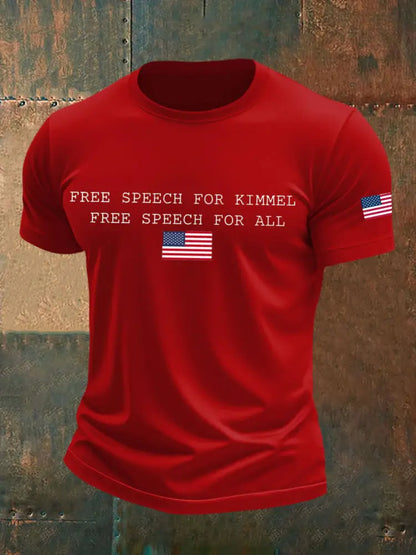 Men’s TeamKimmel Free Speech imitation cotton short-sleeved T-shirt Pure Red / S