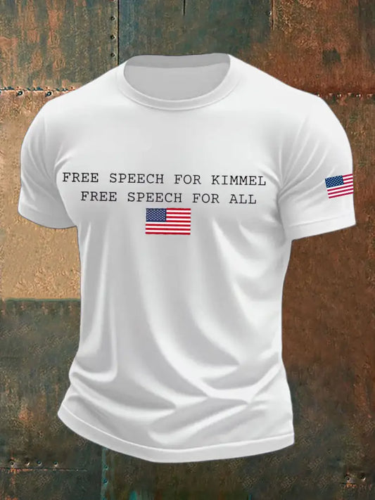 Men’s TeamKimmel Free Speech imitation cotton short-sleeved T-shirt White / S