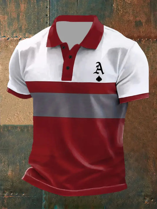 Men’s Texas Hold’em Ace of Spades casual tops Red / S
