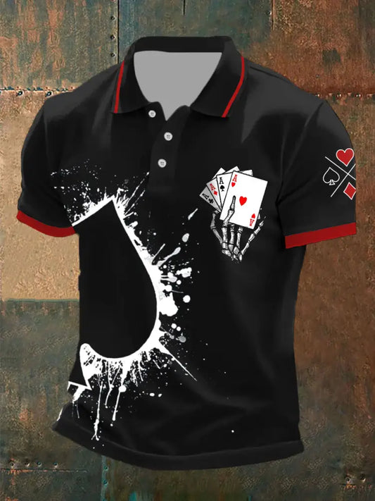 Men’s Texas Hold’em printed tops Black / S