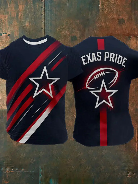 Men’s Texas Pride Football Fans Gameday Printed T shirt As picture / S
