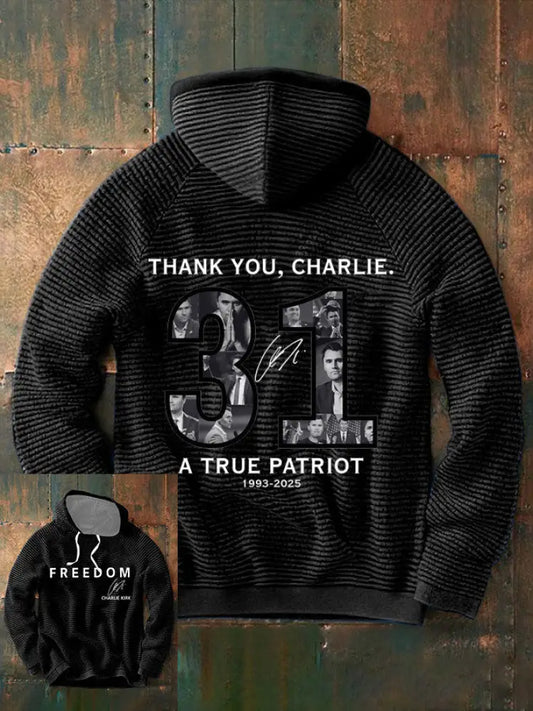 Men’s Thank You Charlie 31 True Patriot Printed Hoodie Black / S
